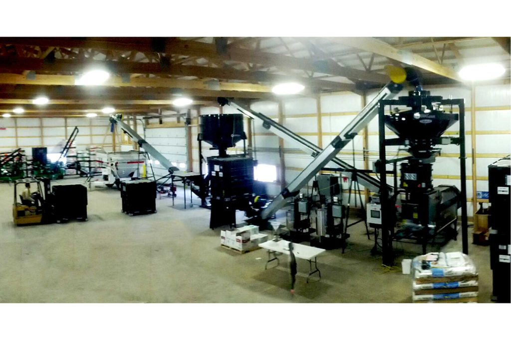 Panoramic view of Gumz Seed Service as seed moves through the equipment into seed tender.