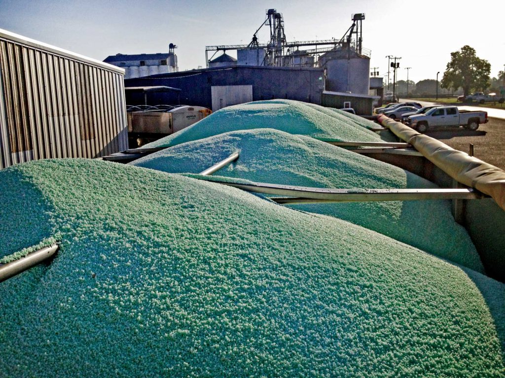 A truck of urea coated with nitrogen stabilizer using A.J. Sackett's PFB technology.