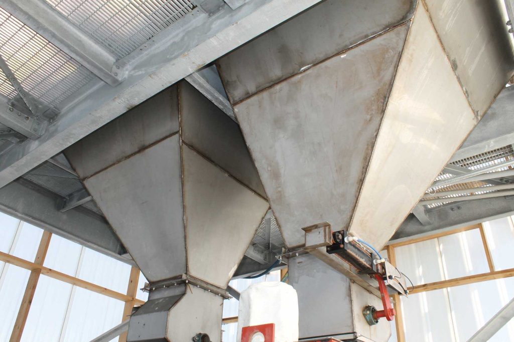 An inside look at the A.J. Sackett weigh hoppers at the GVA plant.