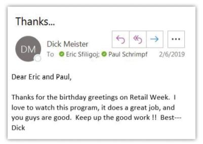 Thanks from Dick