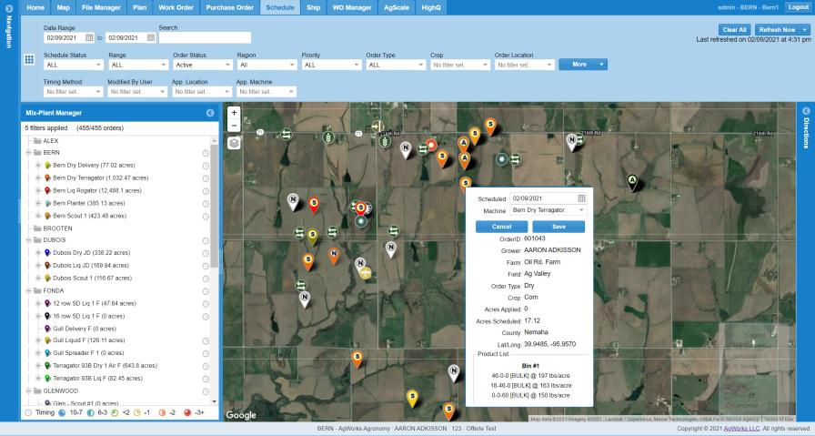 AgWorks latest release allows customers to place a delivery order to their retailer and request a specific drop of location and date all from their phone.