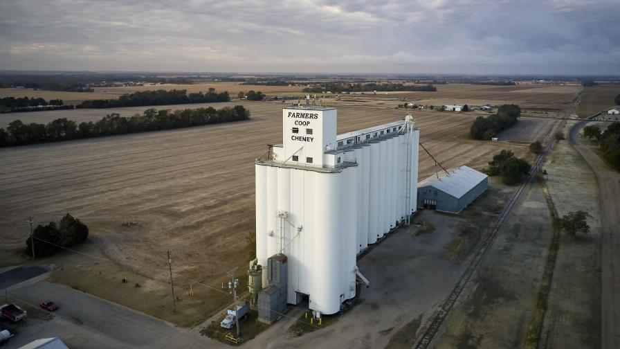 Farmers Coop Grain Facility Aerial view Photo Bushel