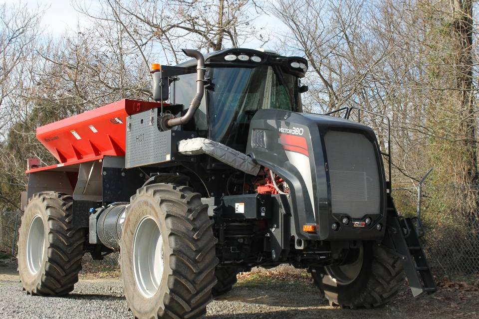 For dry fertilizer spreading needs, the King William location employs this RBR Vector unit.